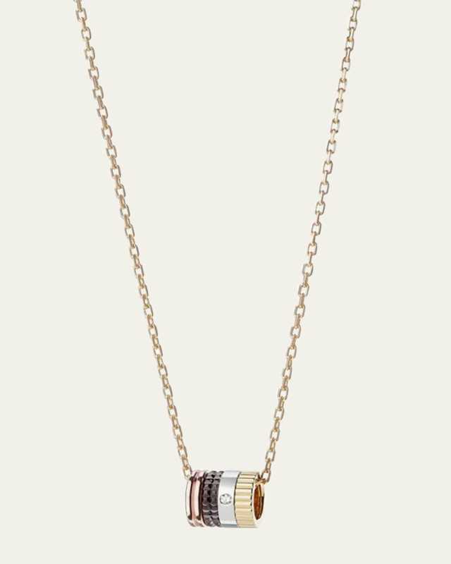 Quatre Mini Ring Pendant Necklace with Diamond and Brown PVD